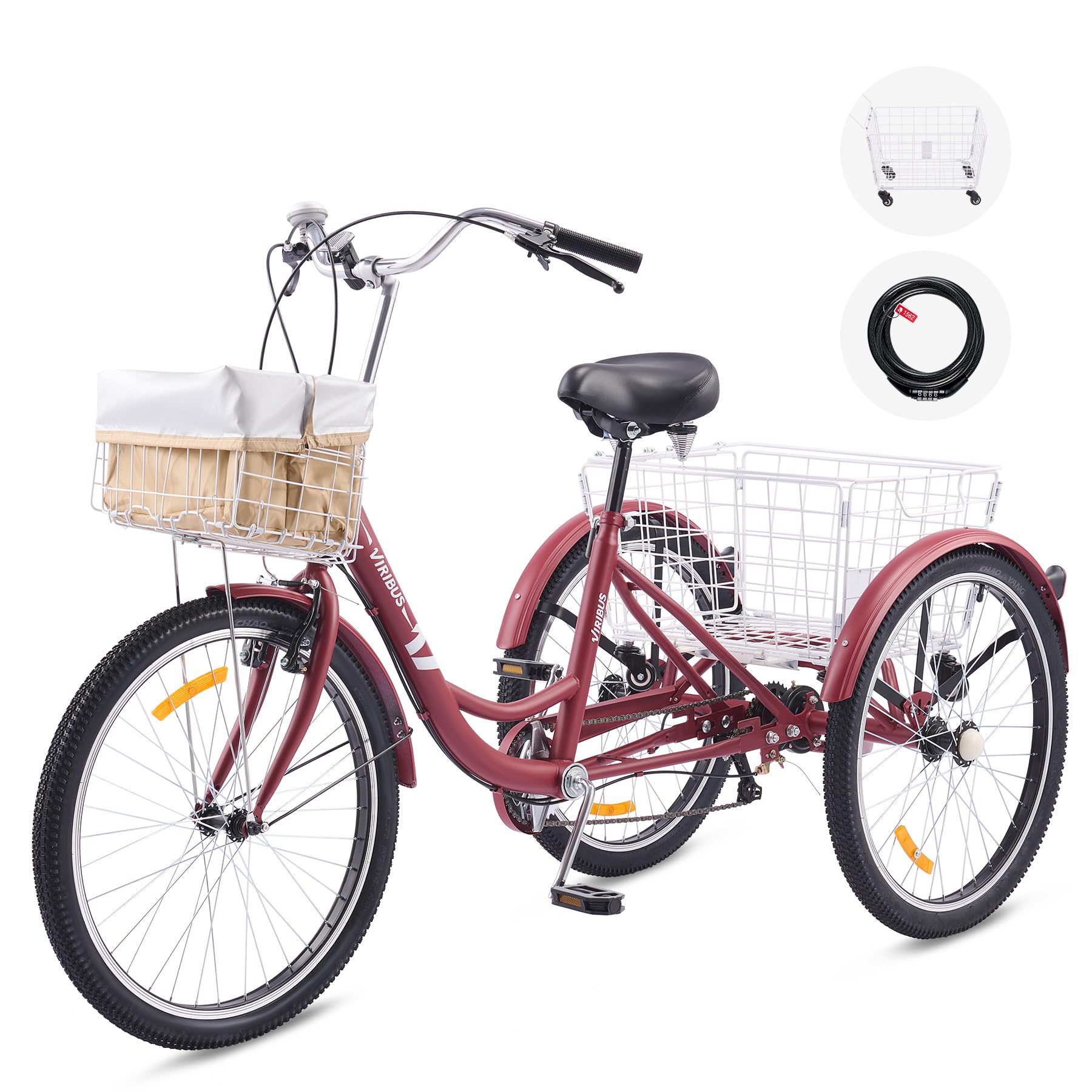 Buy Viribus Adult Tricycle, 7 Speed Tricycle for Adults, 24" 26" 3