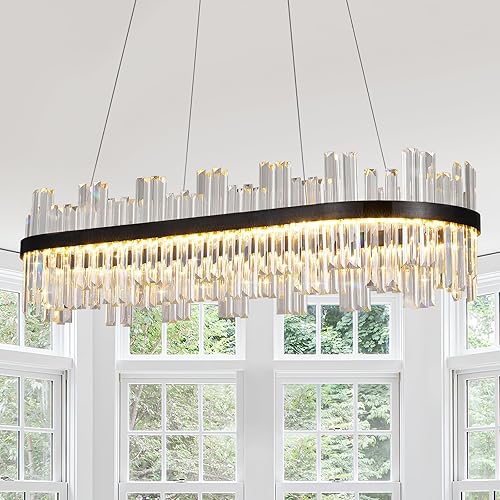 Miniatura 10 de Candelabro LED moderno de cristal dorado de 19.7 pulgadas, lámpara de araña contemporánea, candelabros de altura ajustable de lujo, lámpara de techo