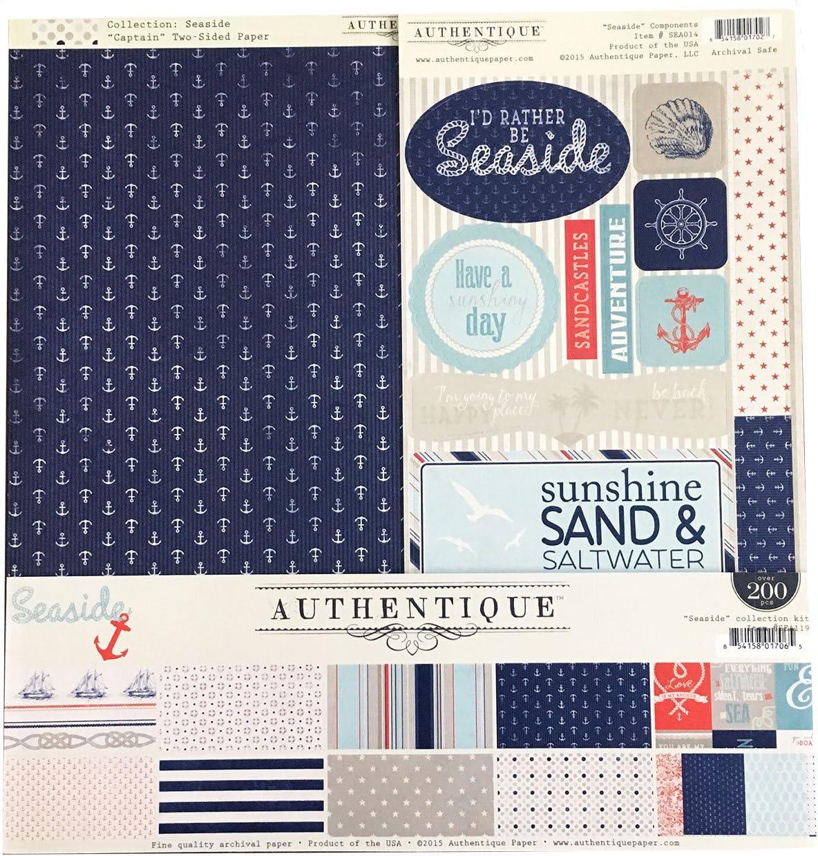 Seaside Collection 12x12 Scrapbooking Paper Crafting Kit Authentique