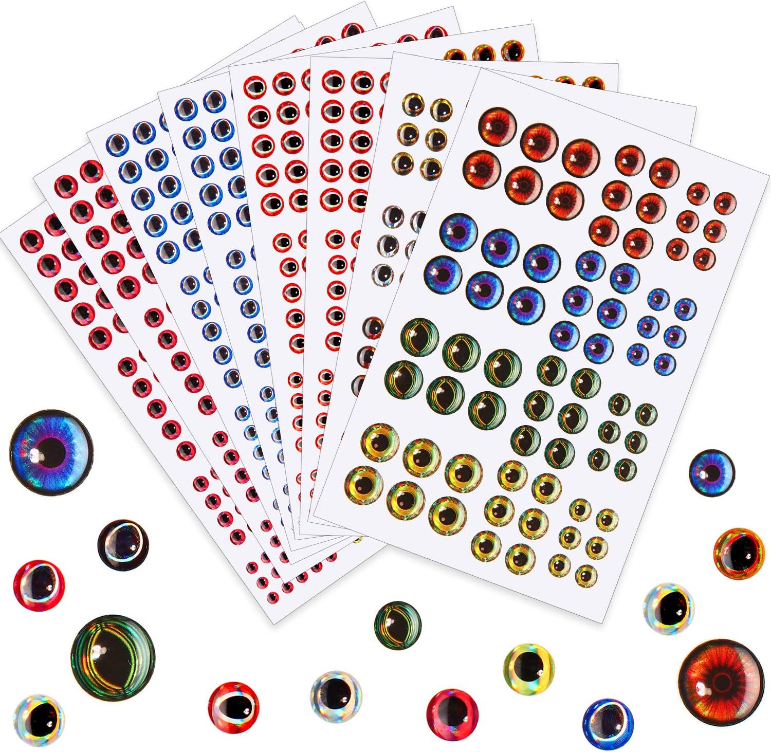 Gejoy 1242 Pieces Fishing Eyes Oval Realistic Lure Eyes for Making Fishing Bait Fly Tying Streamers Lures Crafts,6 Sizes: 3 mm/ 4 mm/ 5 mm/ 6 mm/ 8 mm/ 10 mm