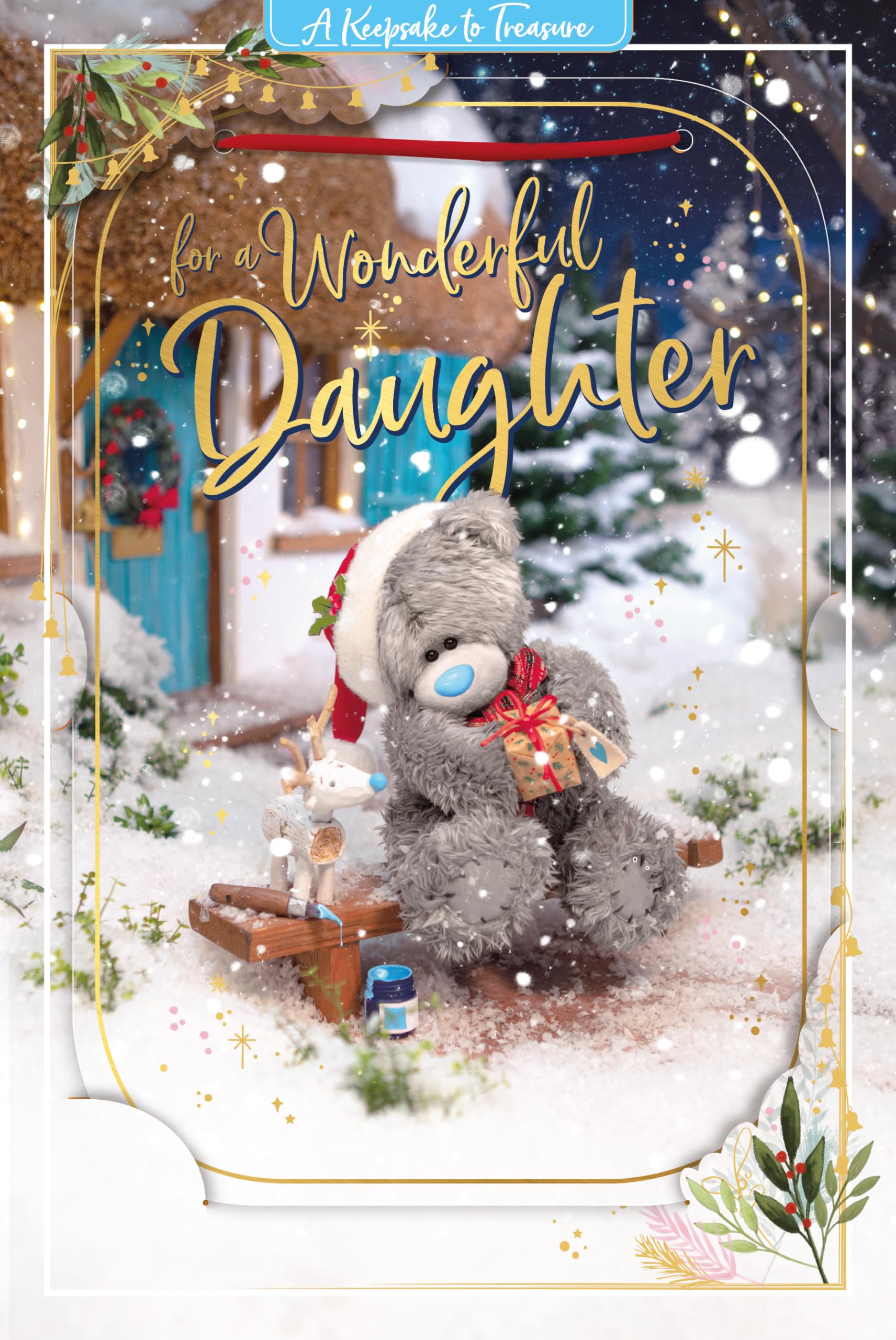 Me To You Bear 3D Holographic Wonderful Daughter Christmas Card