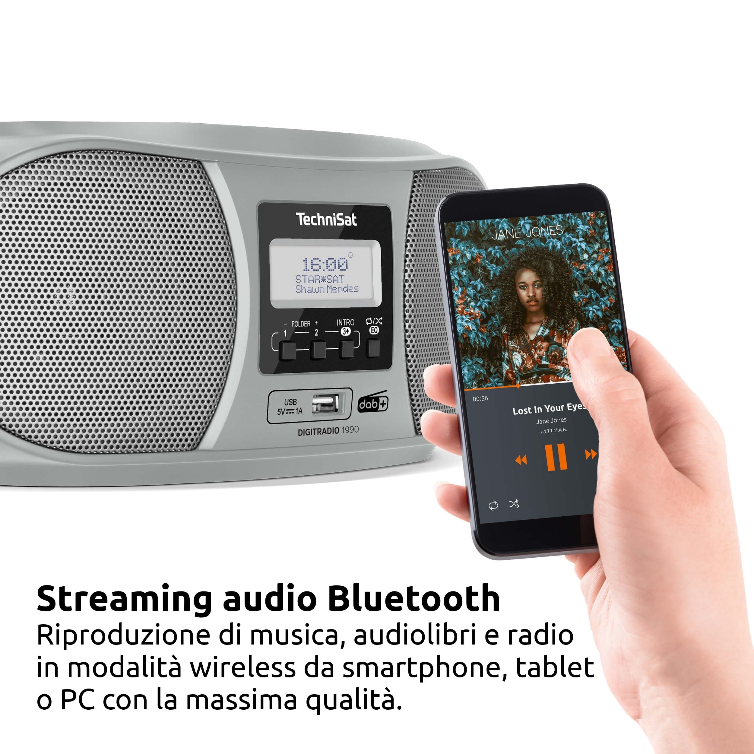 TechniSat DIGITRADIO 1990 Radio DAB+/FM Lettore CD Stereo Bluetooth Argento