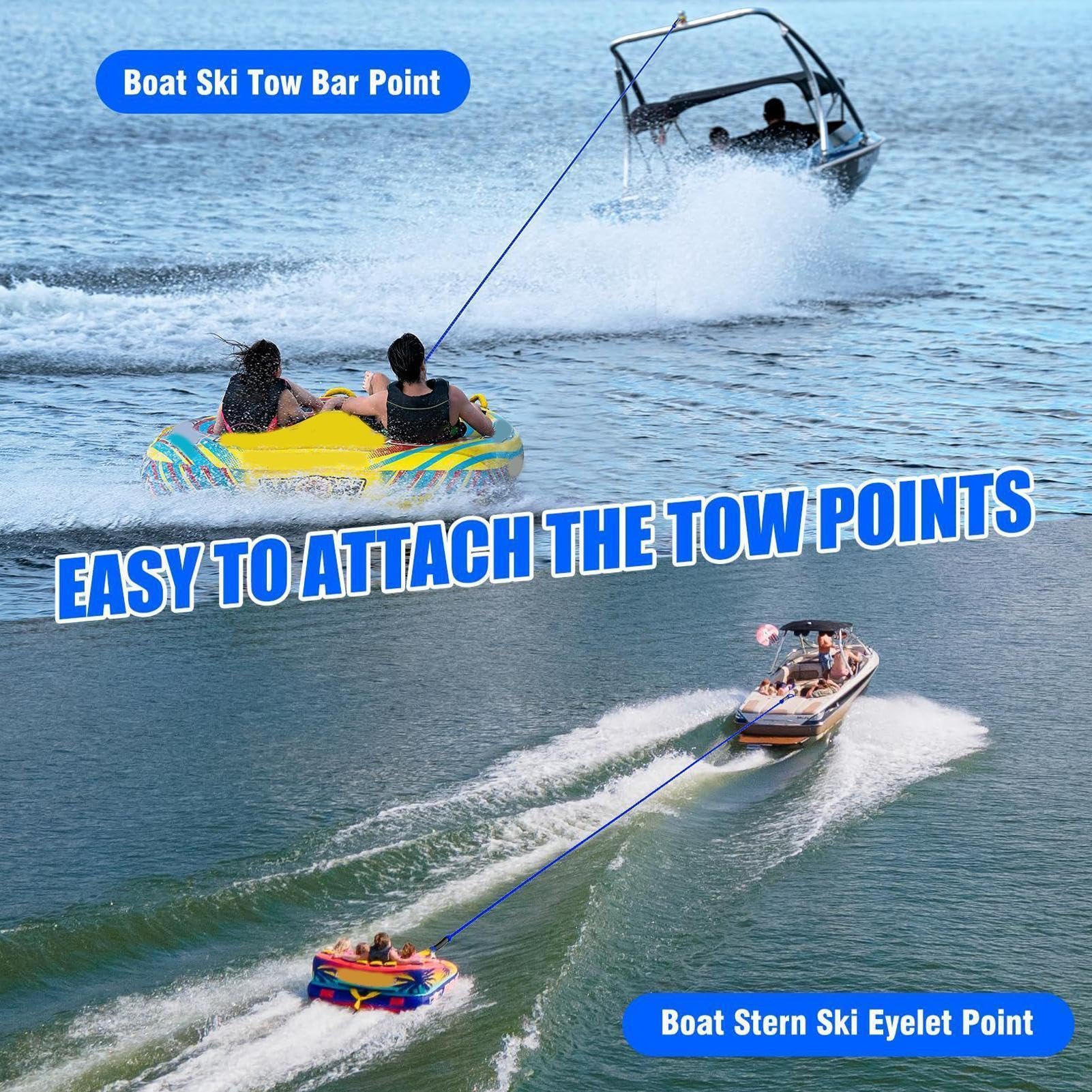 Corda Da Traino Per Barca Da Tubing Traino Galleggiante Di Sicurezza | Fune Da Tubing Per Barca Rimorchio, ormeggio, varo, vela, sport acquatici, pesca, surf, lago, mare,