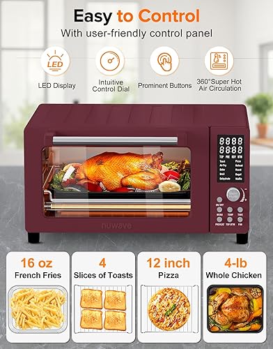 Miniatura 6 de Nuwave Bravo Pro Smart Air Fryer - Combo de horno tostador, funciones 12 en 1 con tecnología más rápida y nítida, 1800 W, 50-450 F, sin PFAS, 21