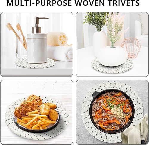 Miniatura 4 de Salvamanteles para platos calientes, salvamanteles para ollas y sartenes calientes, almohadillas calientes de 7 pulgadas, 5 unidades y cesta de