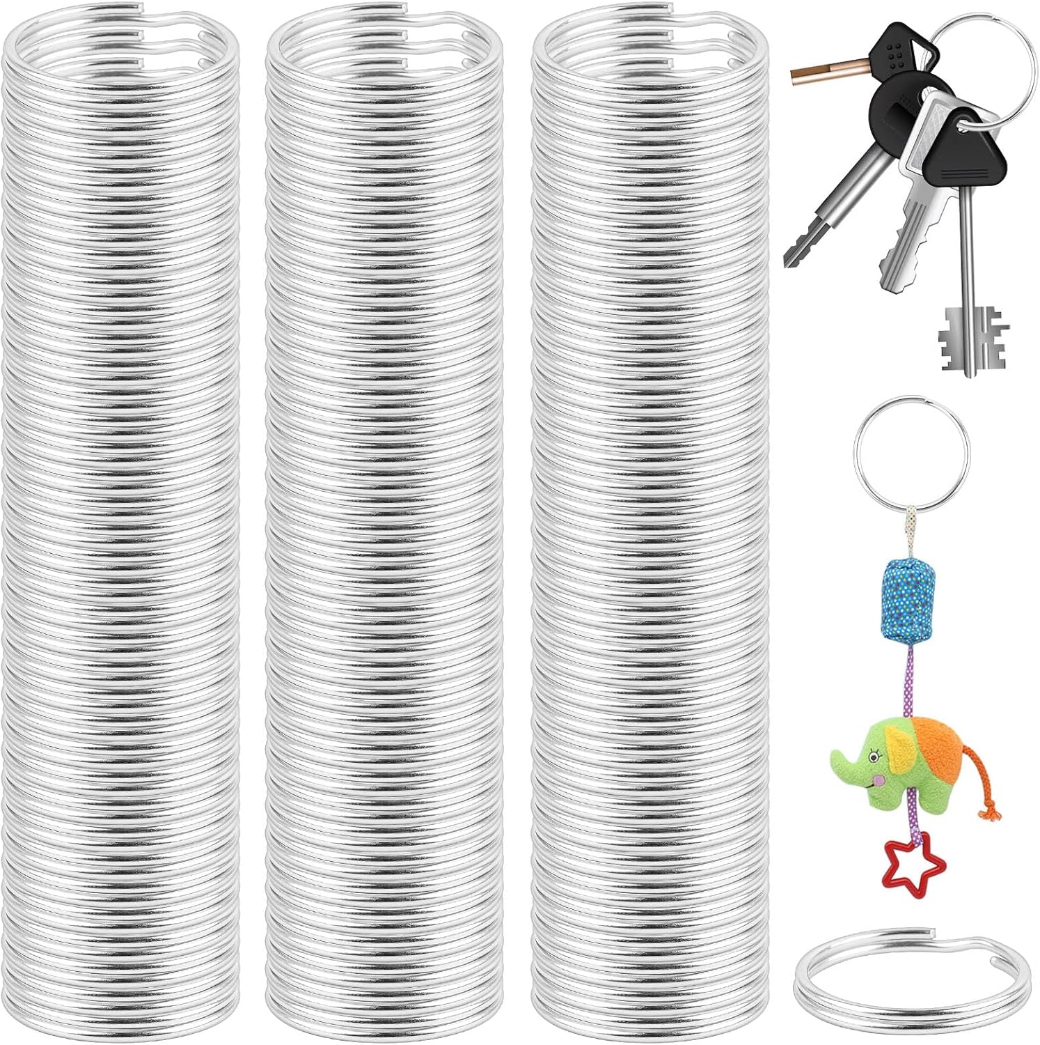 1500PCS Split Key Rings, Silver Key Chain Rings Bulk, Metal Key Ring for Key and Art Crafts Dog Pet Collar DIY Tag Jewelry 1 inch (25mm)