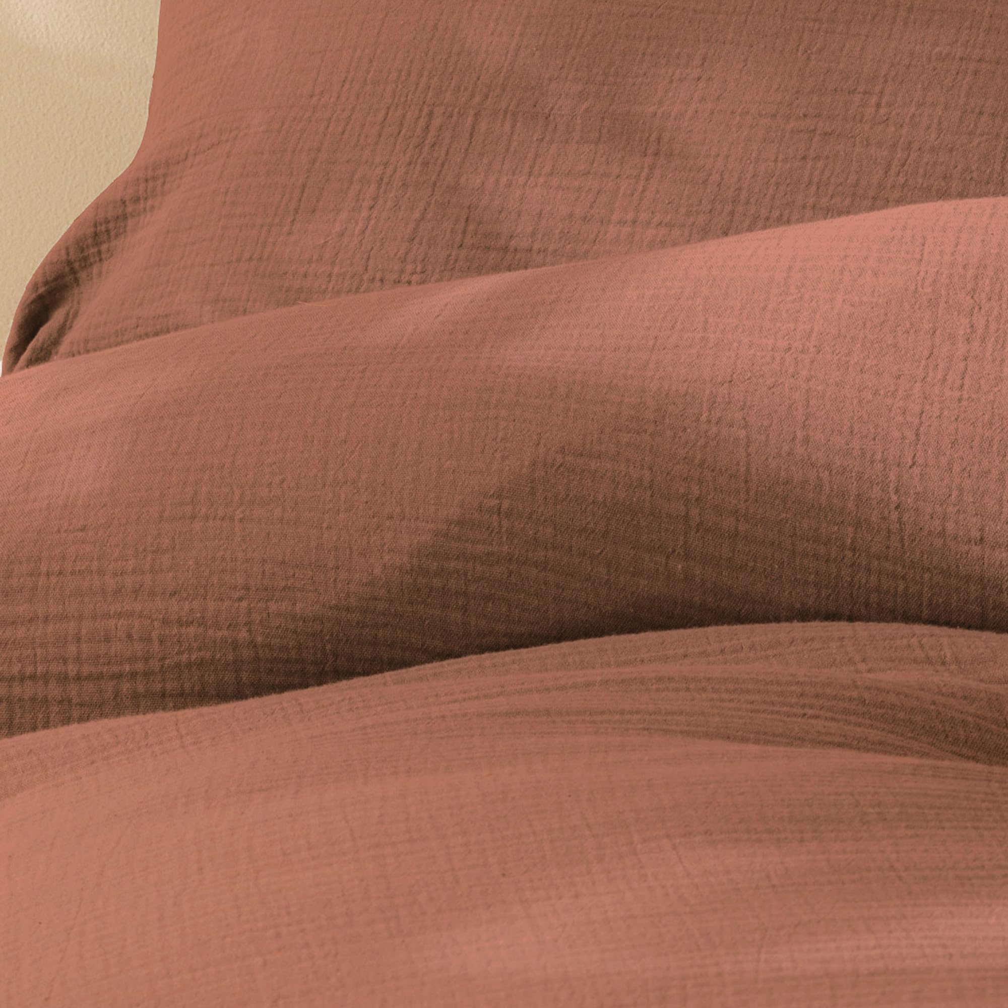 MATT & ROSE Housse de Couette Unie Double Gaze DE Coton 260x240cm | 100% Coton de qualité supérieure | Oeko-TEX | Housse de Couette 260x240cm | Terre Cuite