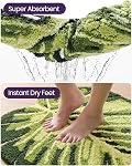 DEXI Bath Mat Leaf Plant, 24x32 Soft Absorbent Bathroom Rug with Non Slip Backing, Microfiber Washable Floor Carpet Bathmat for Sink, Living Room, Monstera Green