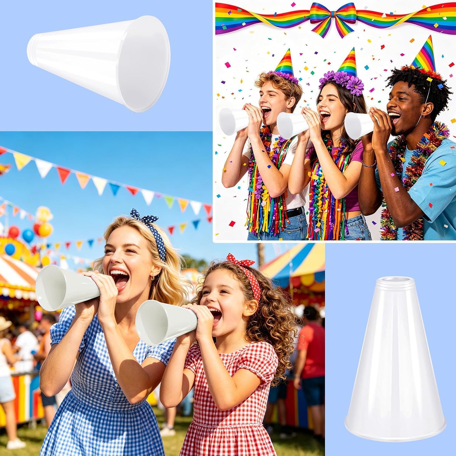 36 Pcs White Plastic Portable Cheer Megaphone DIY Cheerleading Accessory for Sports Matches School Activities Outdoor Parties and Festival Game Supplies image 5