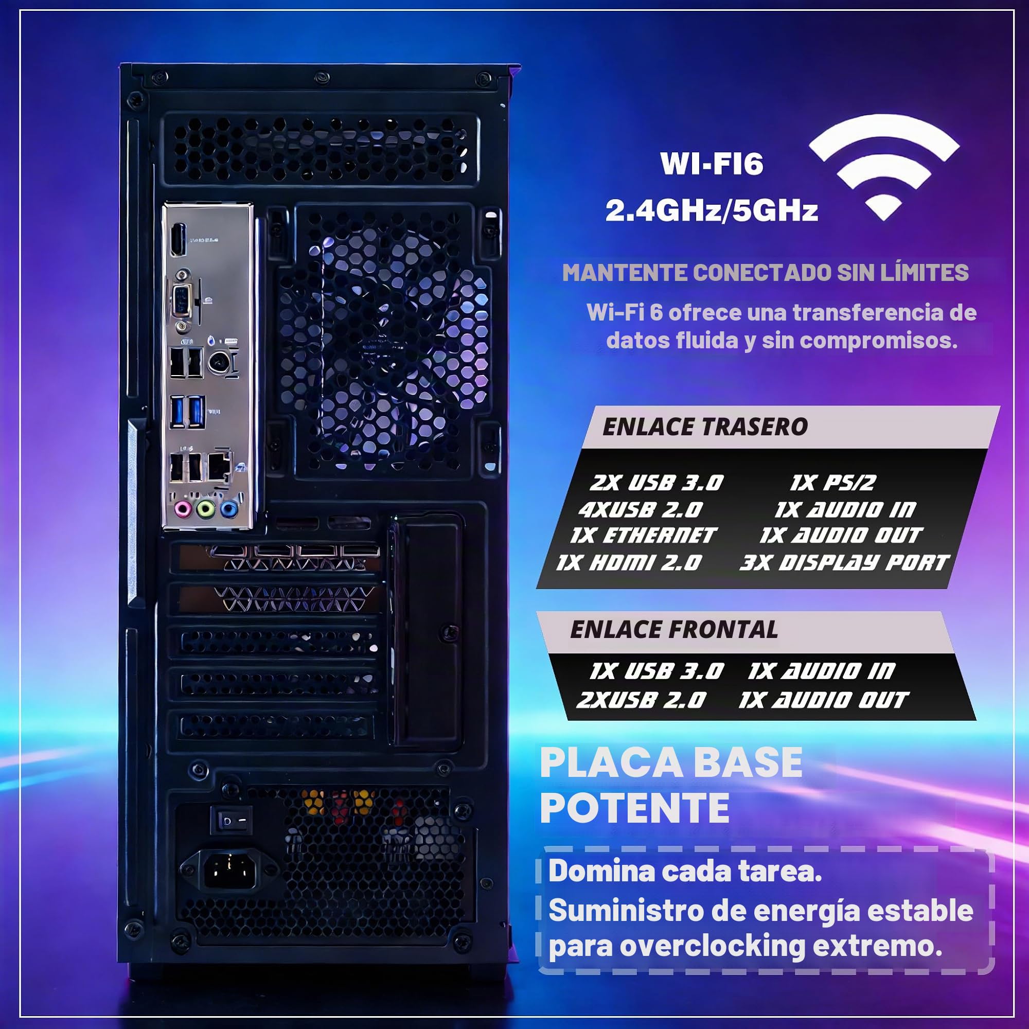 Gaming PC Core i5-14400F, GeForce RTX 4060TI, B610, 16GB(8GB*2) 3200MHz DDR4 RAM, 1TB NVMe SSD, 700W Fuente de alimentación, 5 Ventiladores RGB, WiFi, PC de Juego y creación Potente