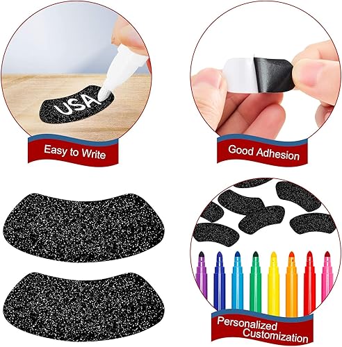 Miniatura 3 de 140 pares de calcomanías de ojos negros con purpurina para deportes, tiras negras, calcomanías adhesivas para béisbol, softbol, fútbol, deportes,