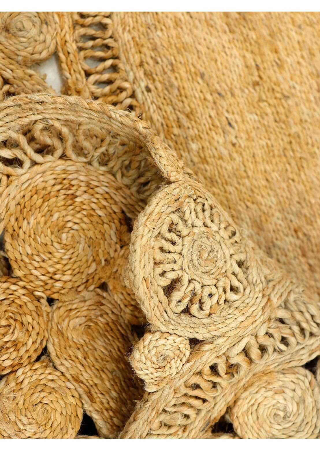 carpetfine Tapis Jute Paul Ronde Couleur Naturelle Beige Ø 120 cm tissé à la Main en Jute | Modèle Naturel Moderne Uni à Tissage Plat de Style Boho pour Le Salon et la Chambre à Coucher