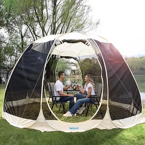 Lomive Cenador de pantalla con malla gruesa, pantalla desplegable para 4 a 15 personas, toldo instantáneo para acampar al aire libre para patios,