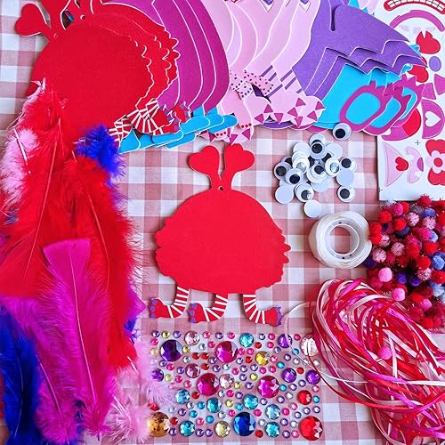 Miniatura 7 de Winlyn 24 juegos de adornos de monstruo de corazón, decoración de San Valentín, kits de manualidades de monstruo de corazón, juegos de arte de