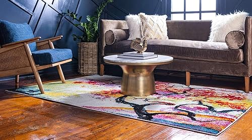 Miniatura 2 de Unique Loom colección Lyon - Alfombra abstracta y moderna, Polipropileno, Marfil  Rosa