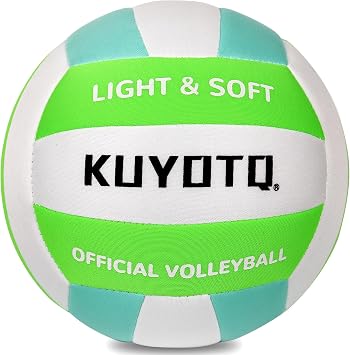 KUYOTQ Ultra Soft Indoor Lite Volleyball, Fabric-Covered Indoor Volleyball for All Ages, No-Sting Soft Lite Size 5 Beginners Volley for Recreation Family Practice, Easy Control Volley BallGreen