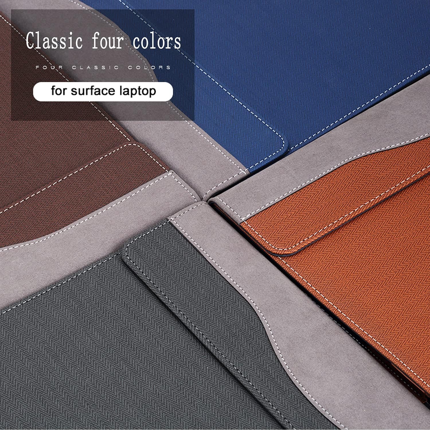 Case Cover for Microsoft Surface Laptop 4 13.5 inch Computer,Surface Laptop 3 2 13.5‘’ PU Leather Protective Shell Case (Brown)