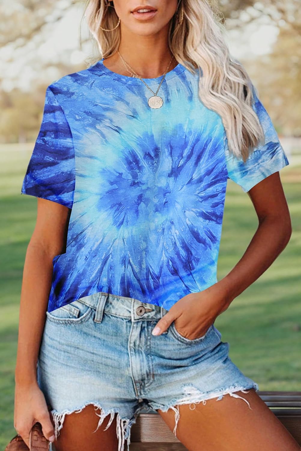 Tie Dye T Shirts for Women Rainbow Shirts Funny Short Sleeve Tops - Image 5