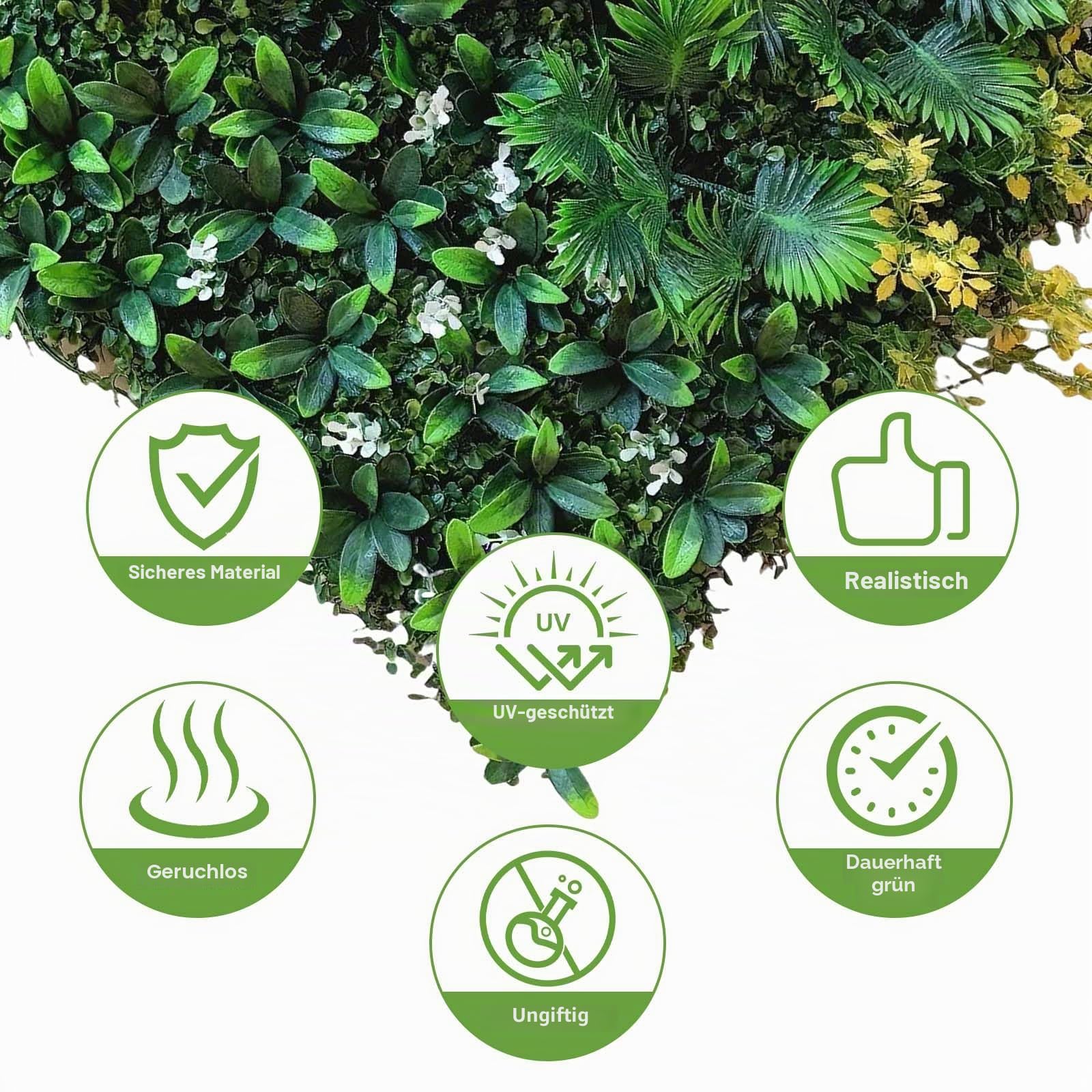 12 Stück Künstliche Pflanzen Rasen Wand 50X50cm, Künstliche Pflanzenwand UV Geschützt, Künstliche Buchsbaumplatten Anti-Verblassen, Buchsbaumhecke Wandpaneele für Garten im Freien, Indoor Dekoration