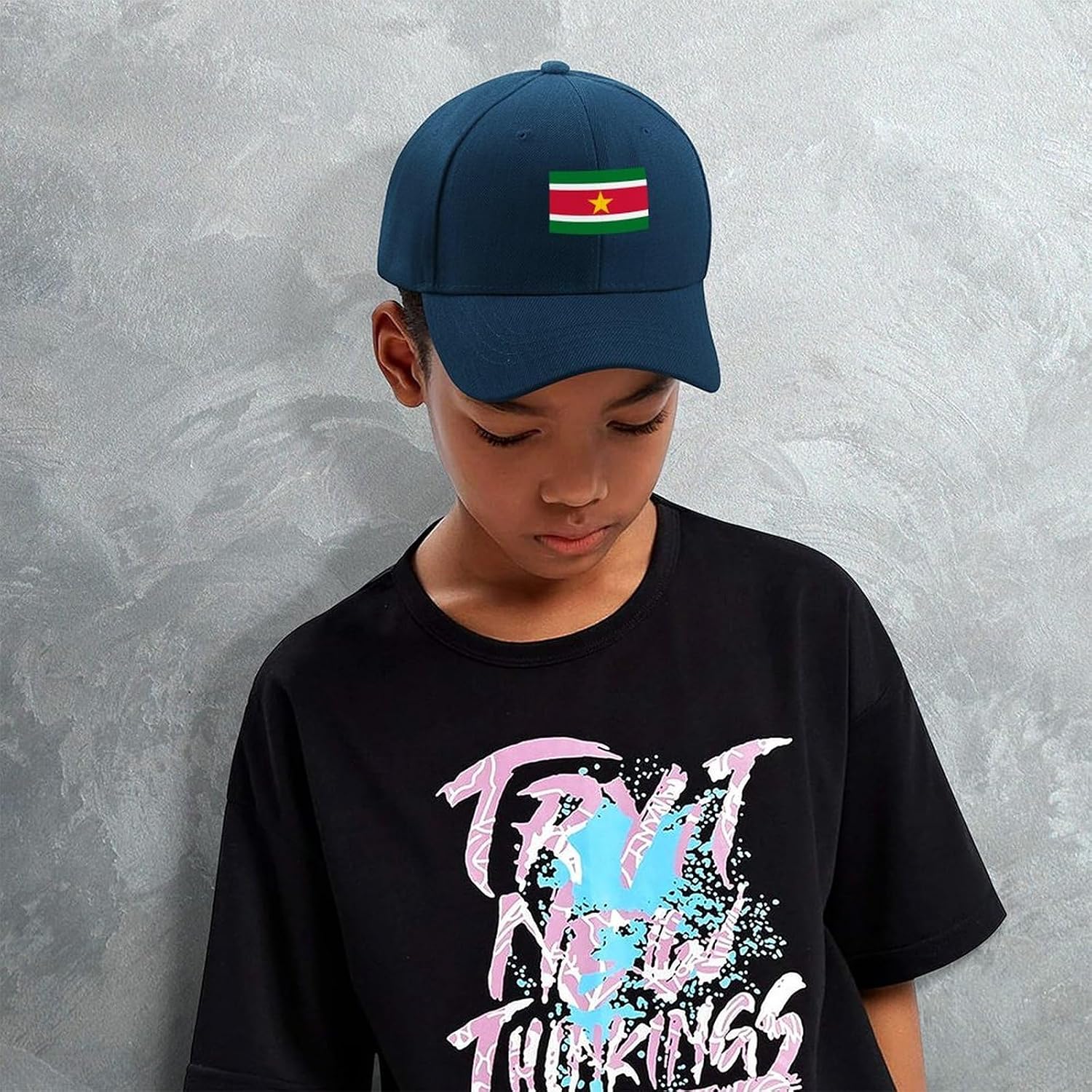 Boys Girls Surinam Flag Baseball Cap, Adjustable Snapback Sun Protection Trucker Hats Outdoor Travel