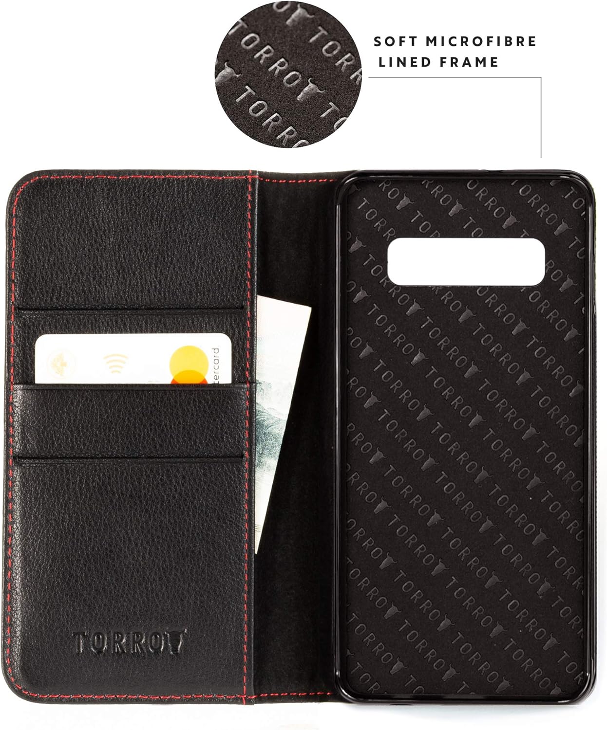 Black Friday - 80% OFF TORRO Cell Phone Case Compatible with Samsung Galaxy S10 Genuine Quality Leather Flip Cover with [Card Slots] [Horizontal Viewing Stand] [Durable Frame] 6.1 Inch 2019 Release (Black)