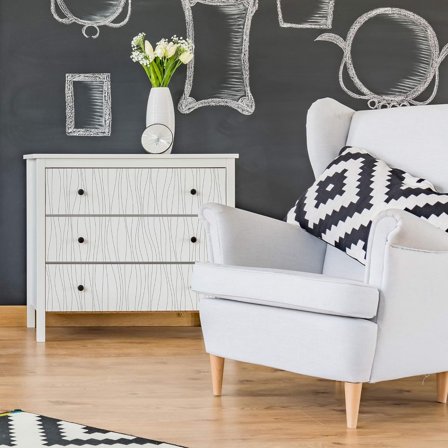 Walls By Me Peel and Stick Black Vertical Removable Wallpaper 6462-2ft x 4ft (61x122cm)