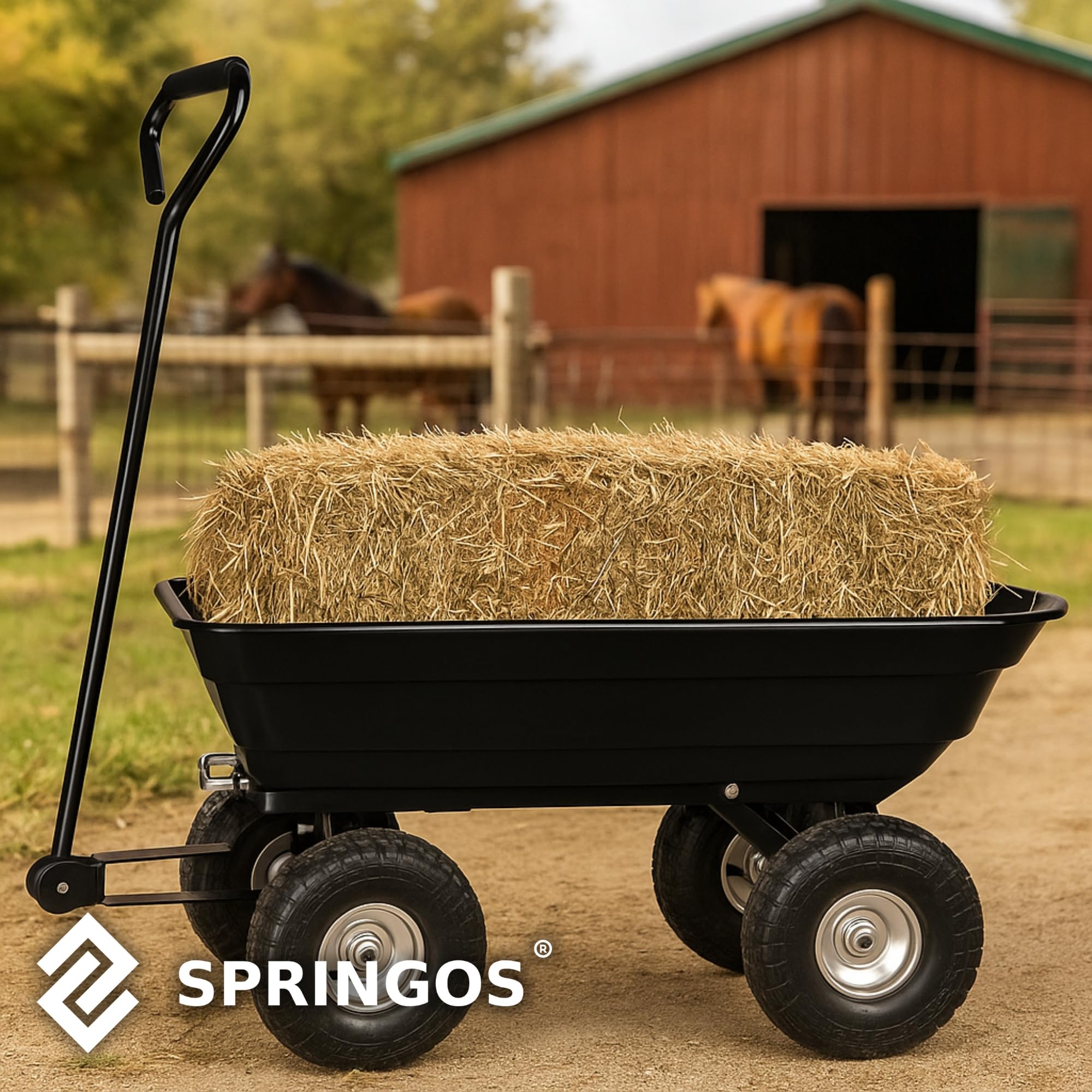 SPRINGOS Carro de jardín con función basculante, carretilla de transporte de 250 kg, 75 l