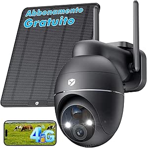 YESKANO 4G Sim Camera, 2K Wireless Outdoor Cameras, 360°PTZ Surveillance Camera with Solar Panel and Battery, PIR Detection, Colour Night Vision, Two-Way Audio asin的图片