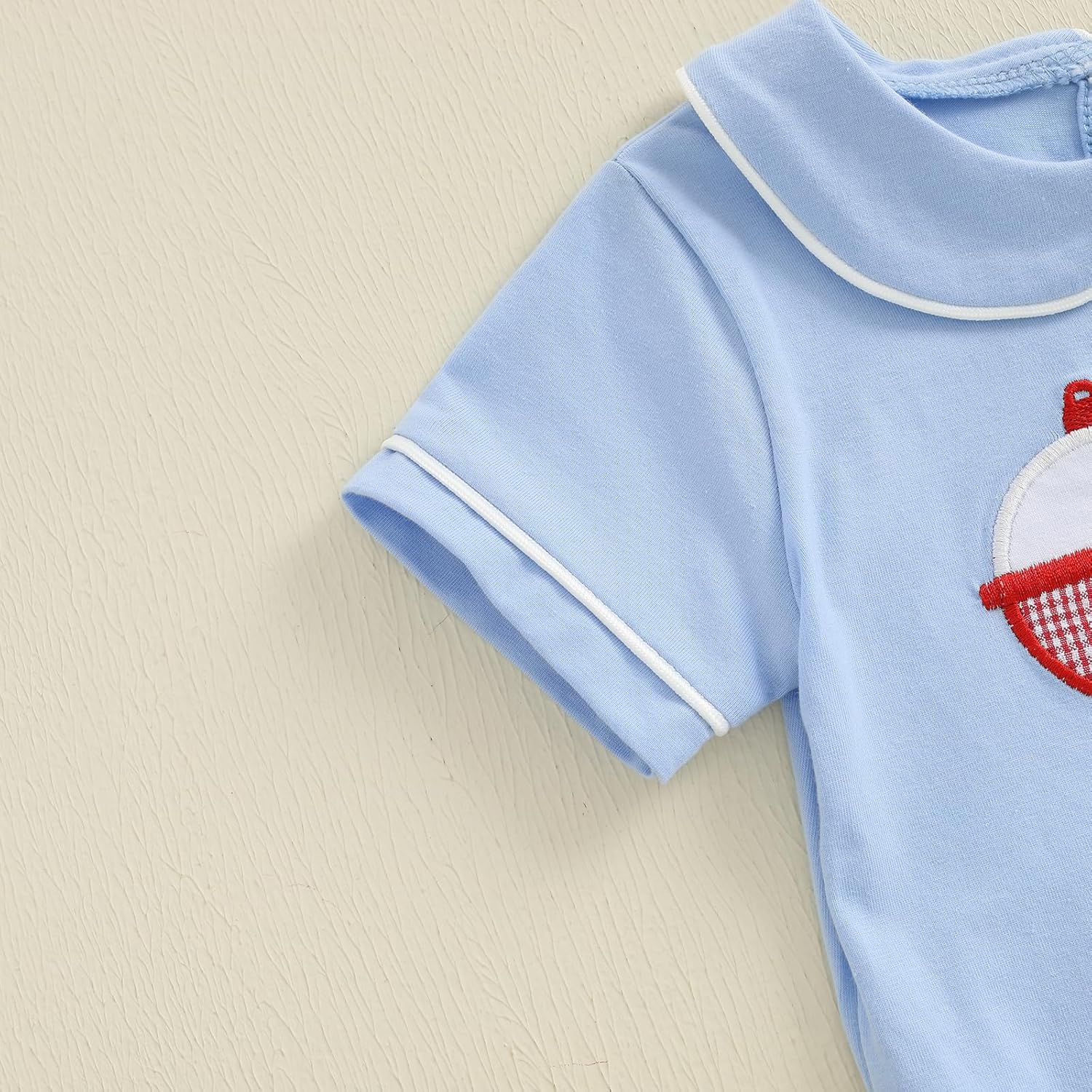 woshilaocai Baby Boy First Birthday Outfit Romper Bubble Collared Bodysuit Baby Fish Birthday Clothes - Image 5