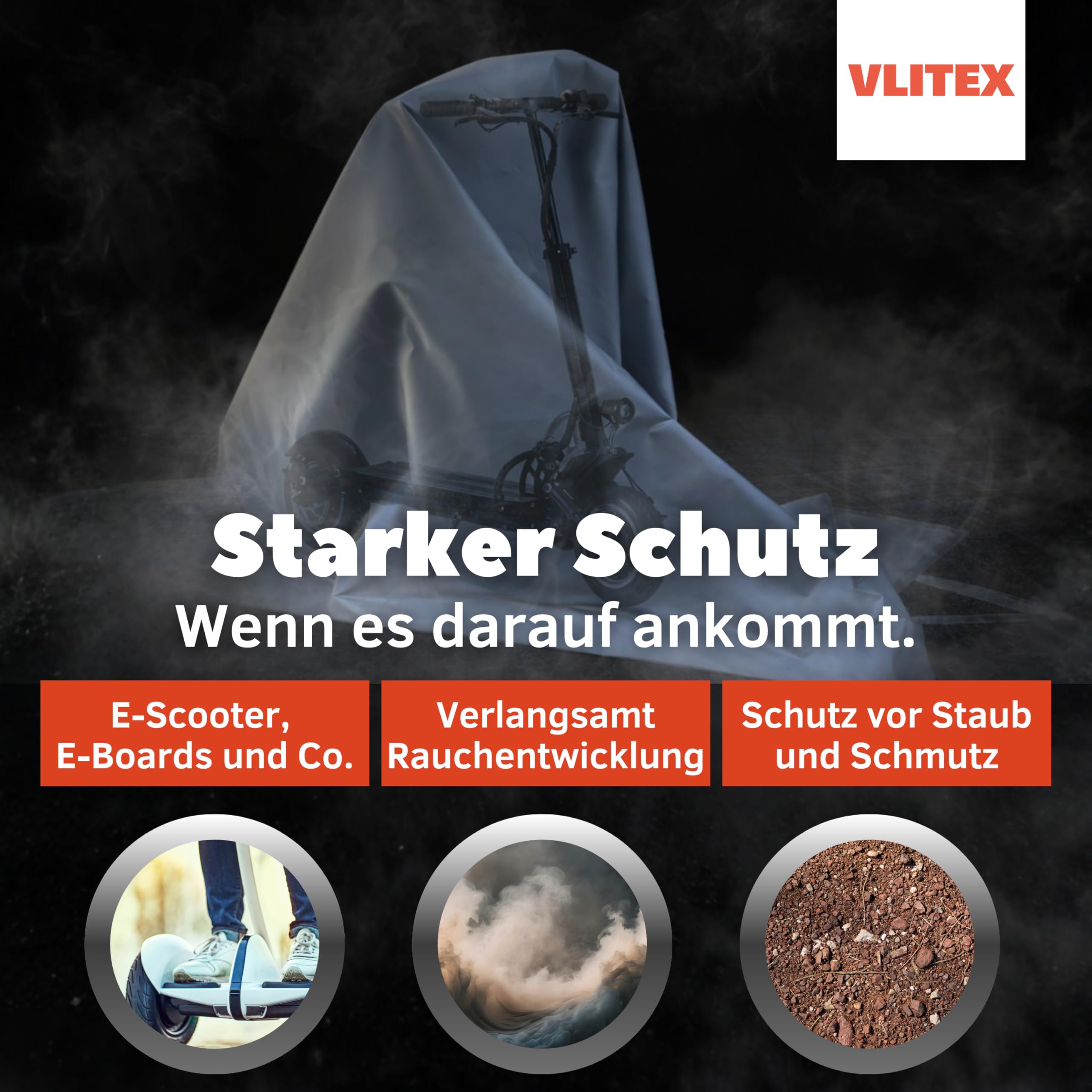 VLITEX Große Löschdecke 2,5 x 3 m | Brandschutzdecke für Lithium Akkus, Batteriespeicher, Elektrobrände | Branddecke für E-Scooter, E-Board, Laubsauger etc. | Profi Feuerlöscher Decke