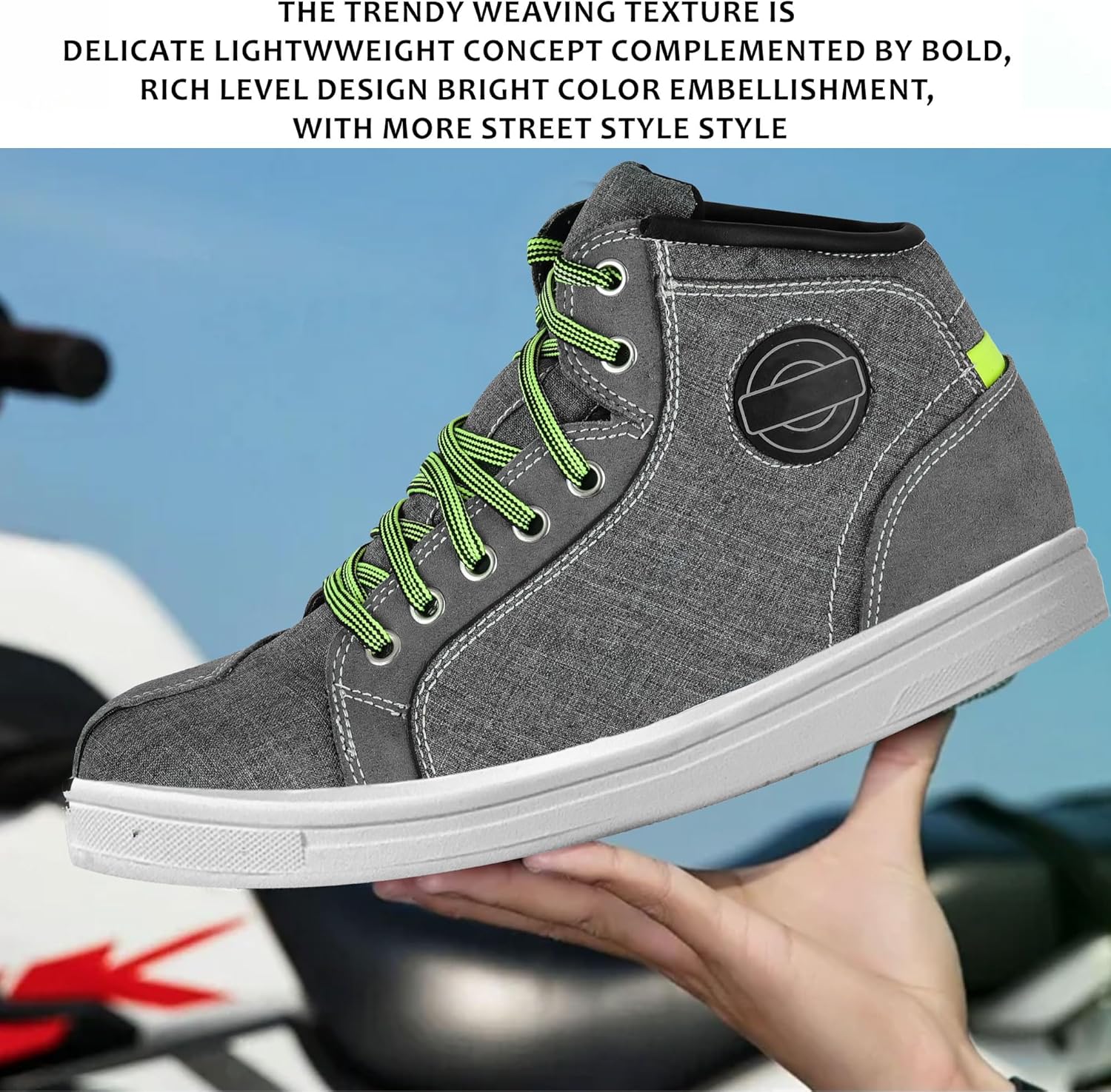 Men's Motorbike Shoes Waterproof Breathable Motorcycle Riding Sneakers Anti-Slip Boots for Walking & Motocross Summer Footwear