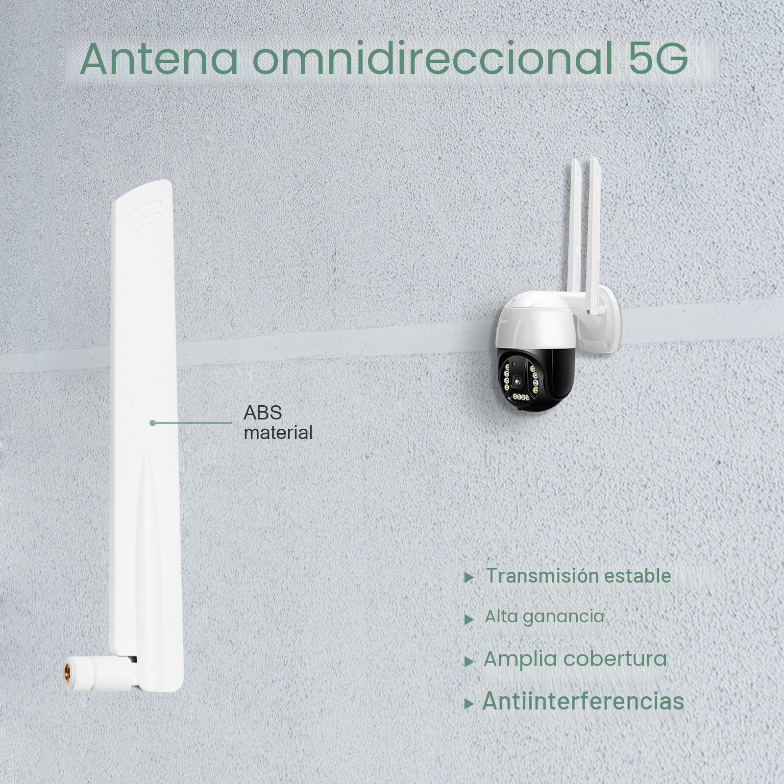 Antena 5G LTE 18DBI RP-SMA/TS9 Macho Omni-Directional Mimo Antenna WiFi Alta Ganancia Amplificador,3G/4G/5G/GSM/GPRS,600-6000MHz,para Routers Inalámbricos,PCI,Monitores de Cámara,Extensores (Blanco)