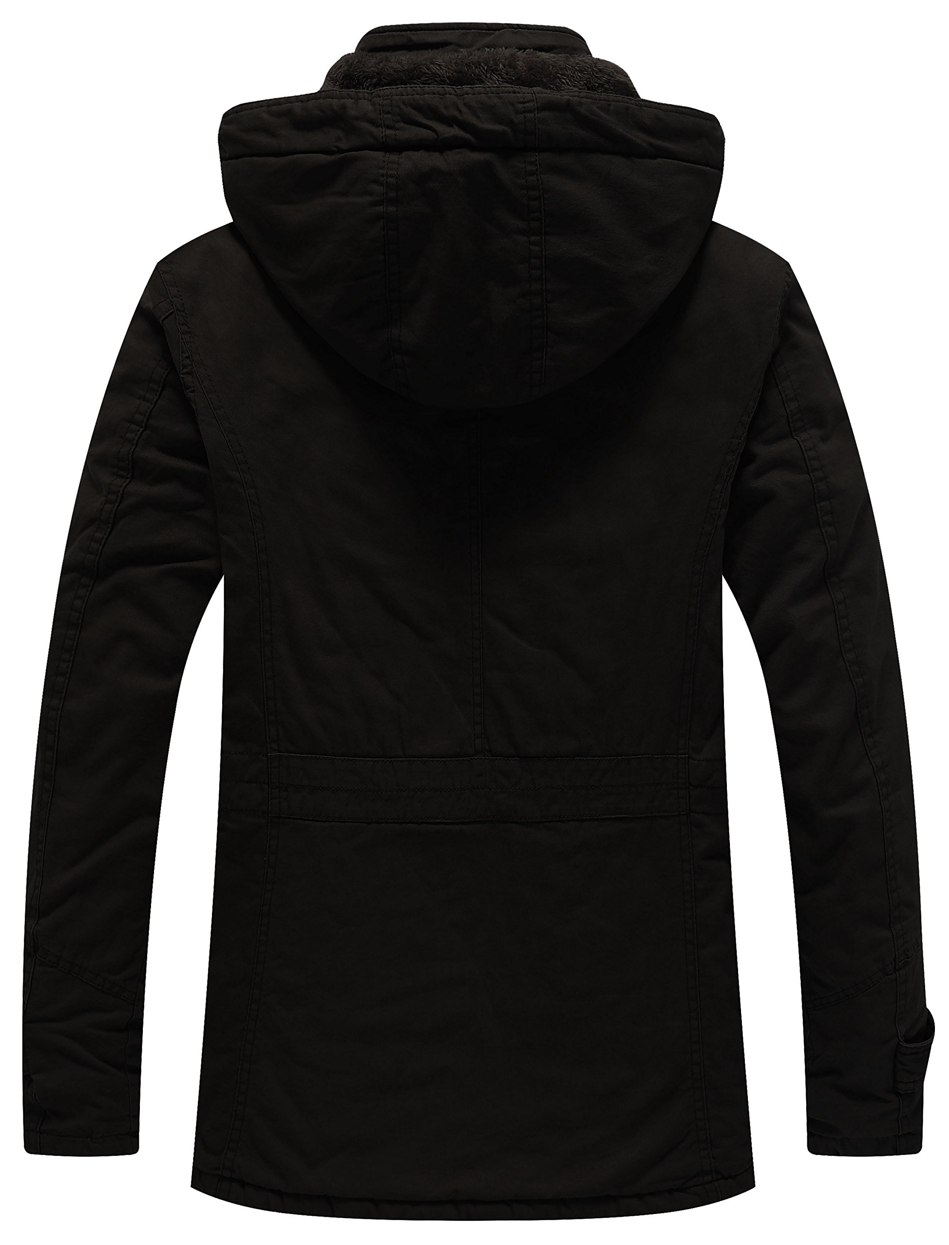 WenVen Giacca Militare Calda Invernale Cappotto con Cappuccio Staccabile a Vento Parka da Esterno Media Lunga Giubbotto Imbottito in Cotone Uomo