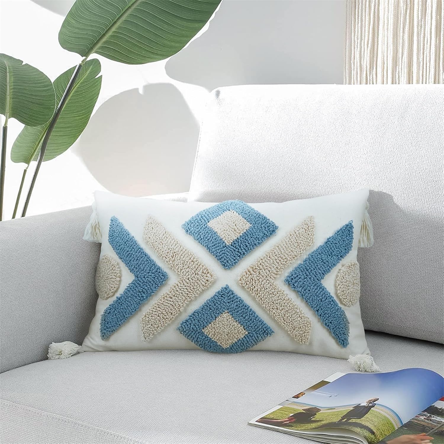 Adabana Boho Lumbar Throw Pillow Covers 12x20, Decorative Pillows Cover for Couch