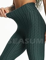 Vista 46 de SEASUM - Pantalones de yoga de cintura alta para mujer, con control de abdomen y realce de glúteos, leggings favorecedores para entrenar y correr