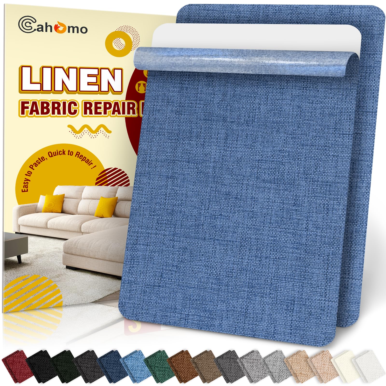 Flicken Selbstklebend Stoff, Cahomo Leinenstoff Patches Selbstklebend, Leinen Reparatur Patches für Sofa, Autositze, Bootssitze, Bürostuhl, Vorhang
