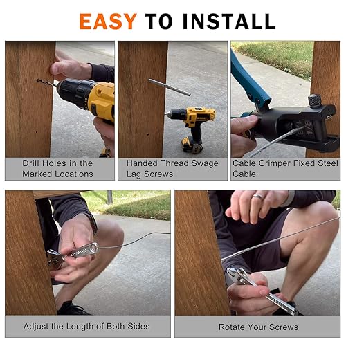 Miniatura 4 de Paquete de 48 tornillos Swage Lag izquierdo y derecho para kit de barandilla de cable de 18 pulgadas, barandilla de acero inoxidable T316 para