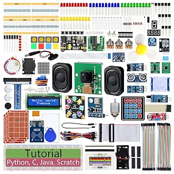 FREENOVE Complete Starter Kit for Raspberry Pi 4 B 3 B+ 400, Python C Java Scratch Code, 708-Page Tutorial, 138 Projects, 386 Items, Camera Speaker Sound Sensor (Raspberry Pi NOT Included)