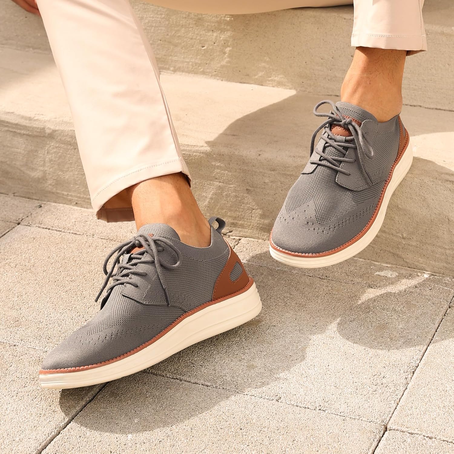 Men's Breeze Casual Sneakers Oxfords Lace-Up Lightweight Walking Shoes - Image 2