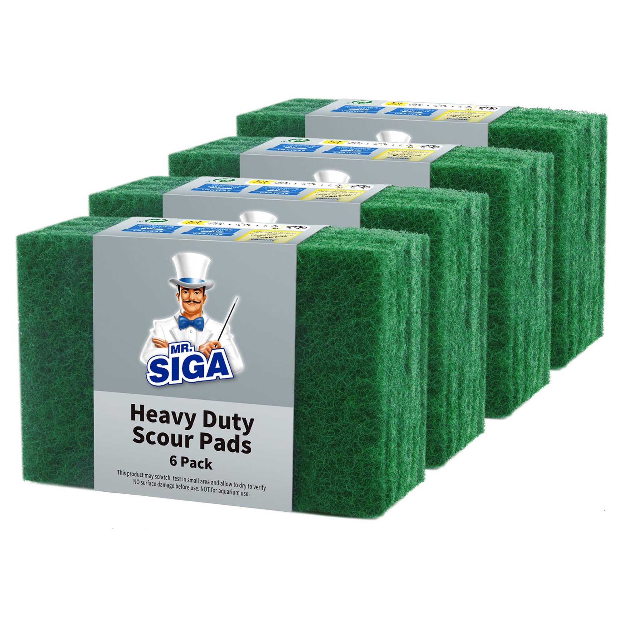 MR.SIGA Heavy Duty Scouring Pads, Household Scrubber for Kitchen, Sink, Dish, 24-Pack, 3.9 x 5.9 inch (10 x 15 cm), Green-image-19