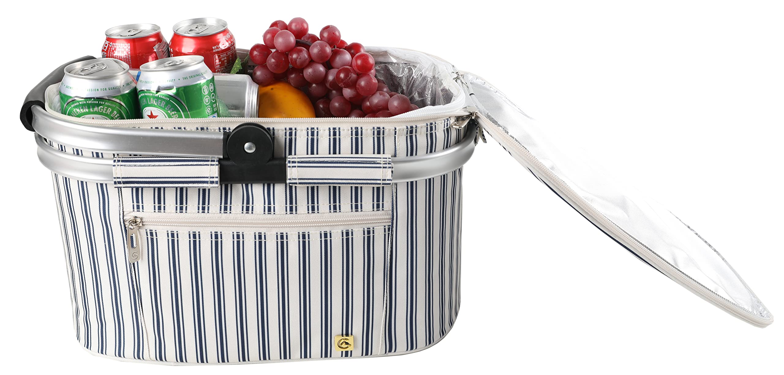 ALLCAMP OUTDOOR GEAR Foldable Picnic Basket Cooler Basket Set (Medium