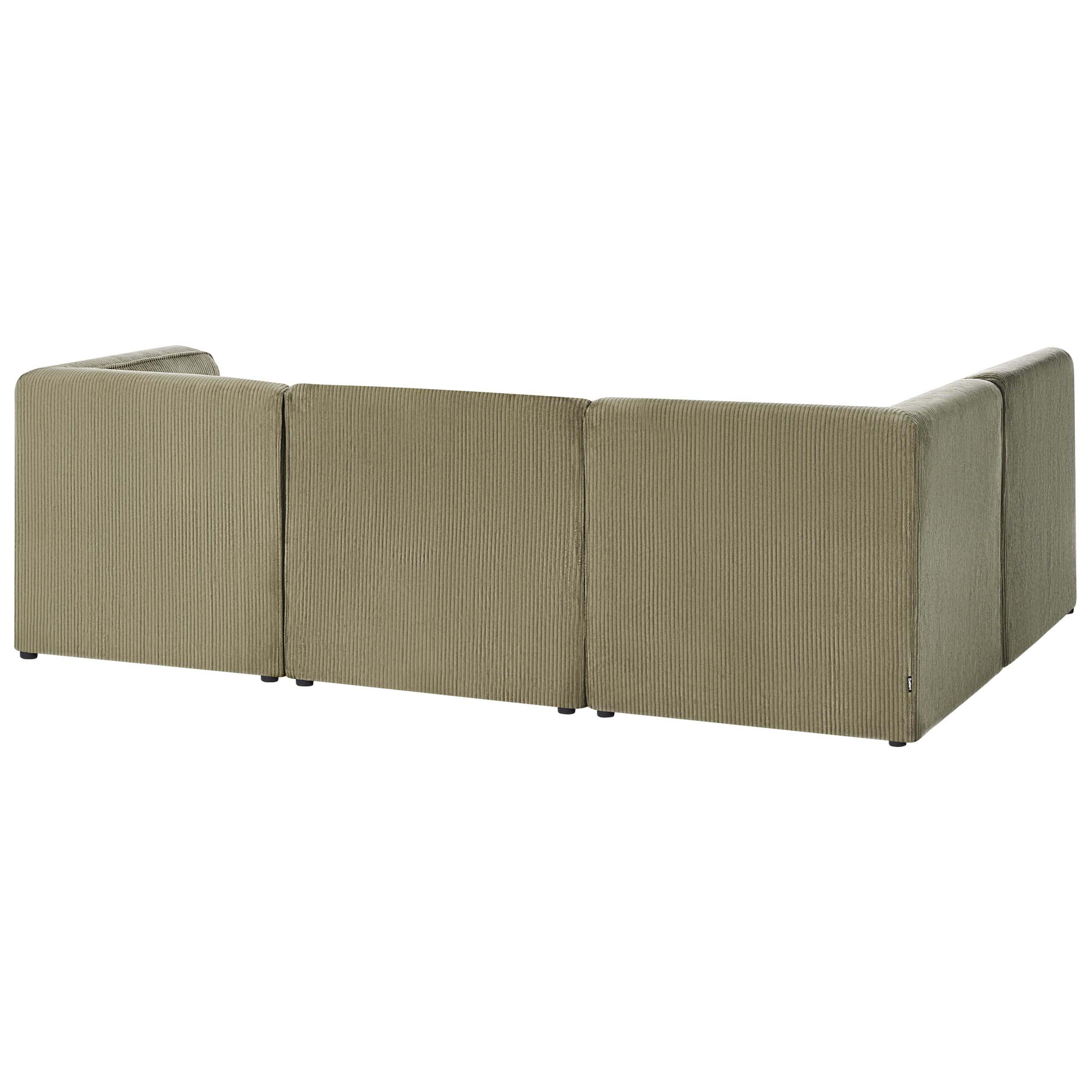 Sofa narożnik lewostronny modułowa 4-osobowa kanapa z otomaną sztruksowa zielony Lemvig