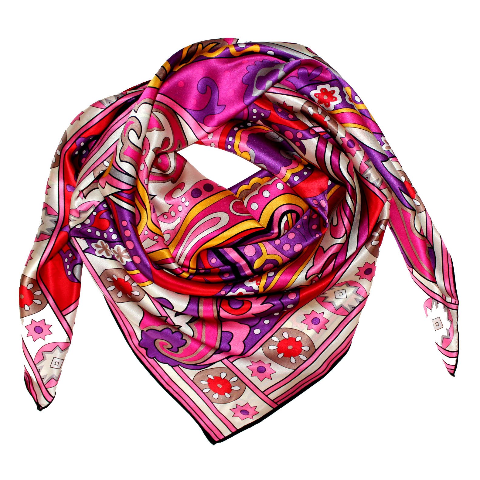 LORENZO CANA Foulard pour la femme – écharpe à la mode de 100% soie pour le printemps et l´été avec les mesures de 110 x 110 cm – soyeux, élégant et très coloré – une sensation de luxe