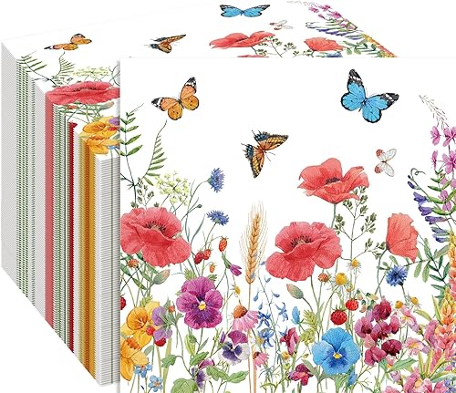 Patelai 100 servilletas desechables de flores, servilletas decorativas de papel oceánico, servilletas náuticas para invitados para baño, cocina,