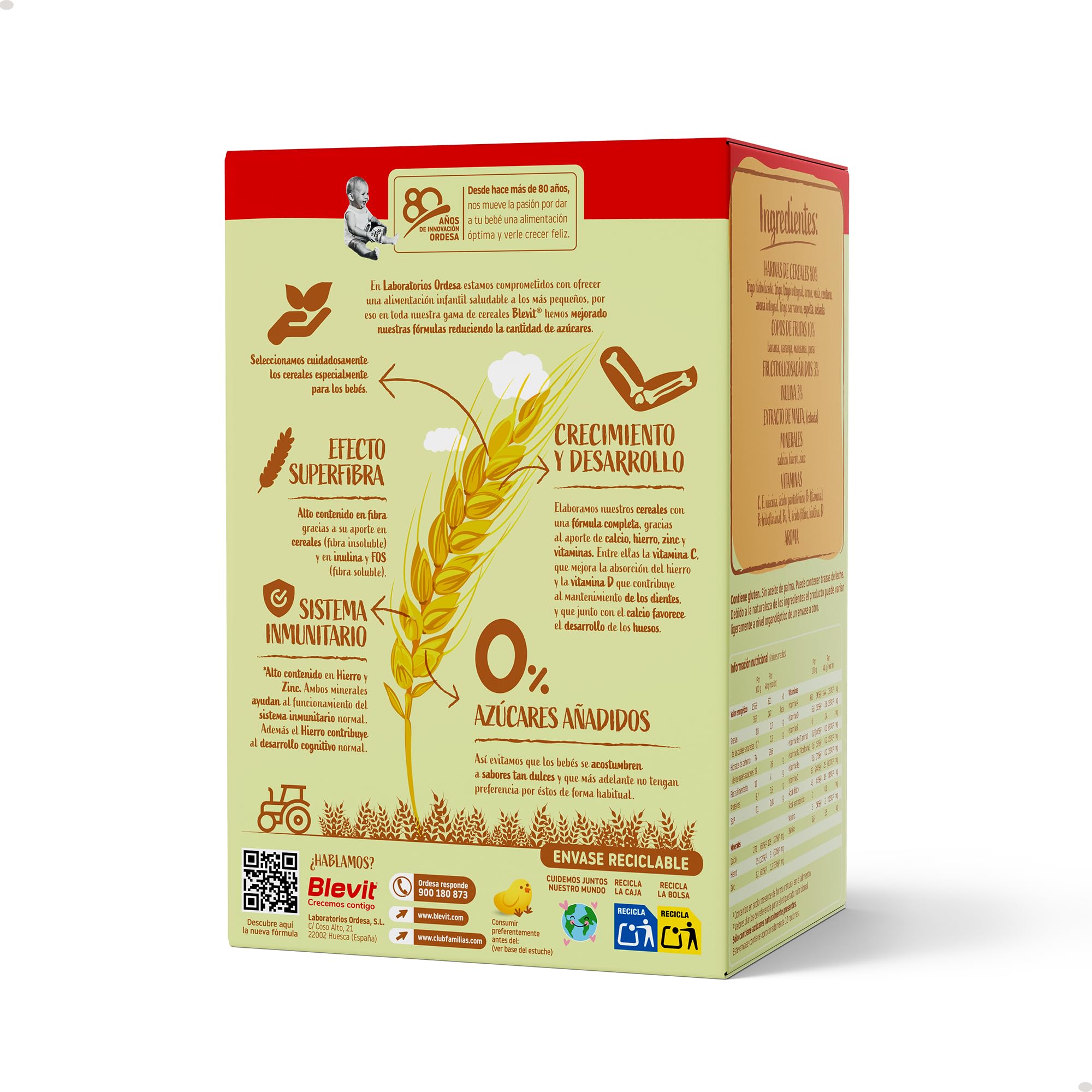 Blevit Superfibra 8 Cereales y Frutas 500g Papilla para Bebé desde 5 meses