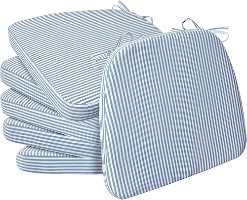 Miniatura 127 de AAAAAcessories Cojines en forma de D, espuma de 2 pulgadas de grosor, con lazos y funda extraíble lavable a máquina, 17 x 16 pulgadas, juego de 4