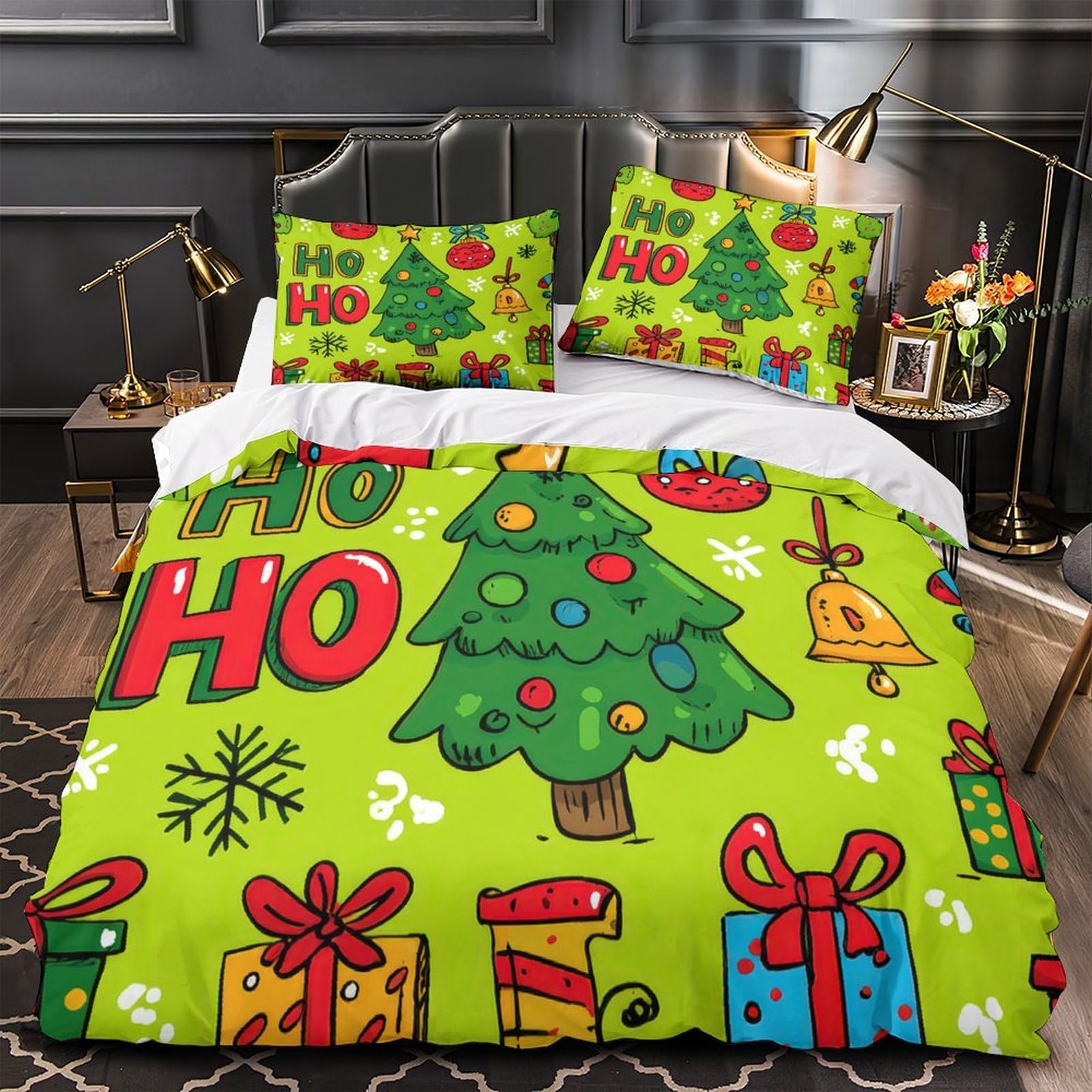 Housse de couette traîneau de Noël avec fermeture éclair pratique