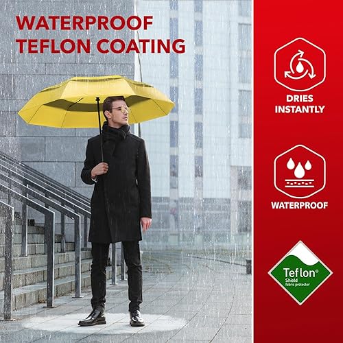 Miniatura 7 de Repel Umbrella Paraguas de viaje resistente al viento para lluvia, fácil de abrir automáticamente, paraguas duradero y compacto, marco de fibra
