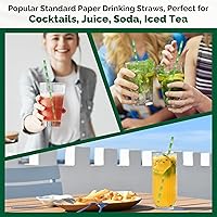 Vista 6 de [1000 unidades] Pajitas de papel de bambú verde para beber, 7.75 x 0.24 pulgadas, 100% biodegradables