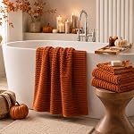 6-Piece Bath Towel Set(30"x60"), 2 Large Bath Towel Sheets, 2 Hand Towels and 2 Washcloths - Highly Absorbent Quick Dry Microfiber,Ultra Soft Towel Set for Bathroom (Burnt Orange)